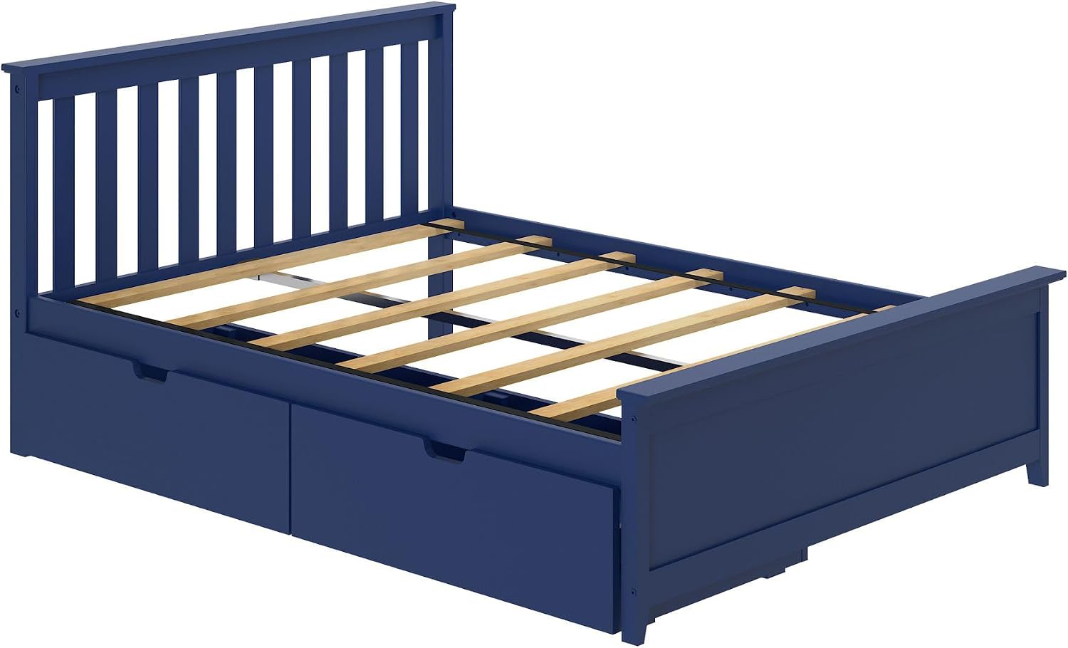 Max & Lily Full Bed, Bed Frame with Headboard For Kids with Storage Drawers, Slatted, Blue