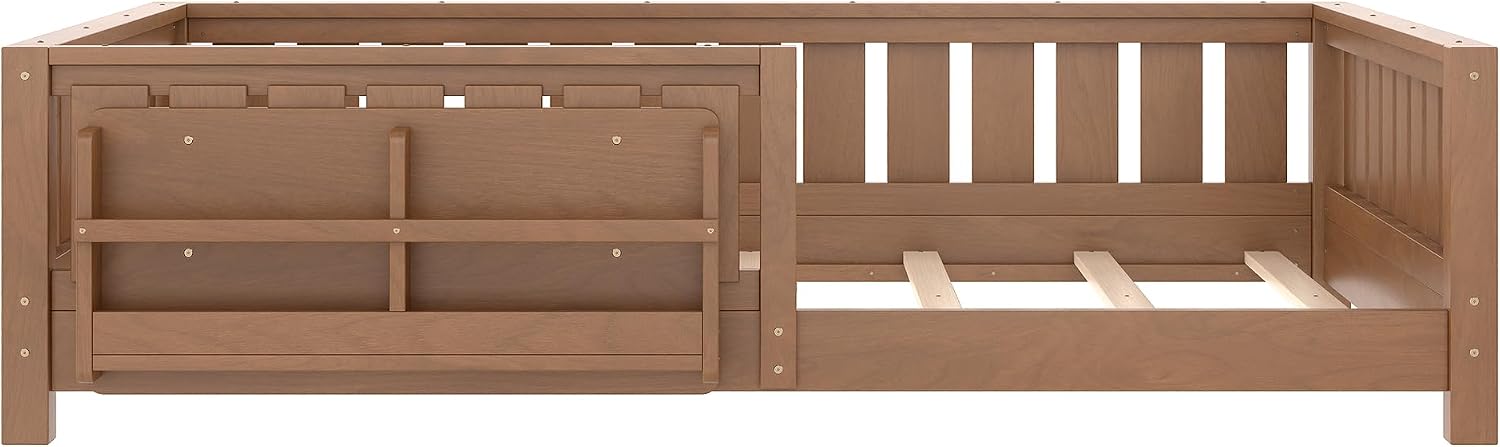 Bellemave Full Size Floor Bed with Slats and Safety Guardrail