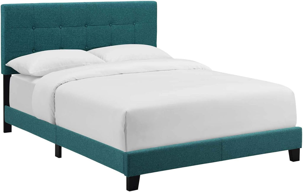 Modway Amira Tufted Fabric Upholstered Full Bed Frame With Headboard In Teal