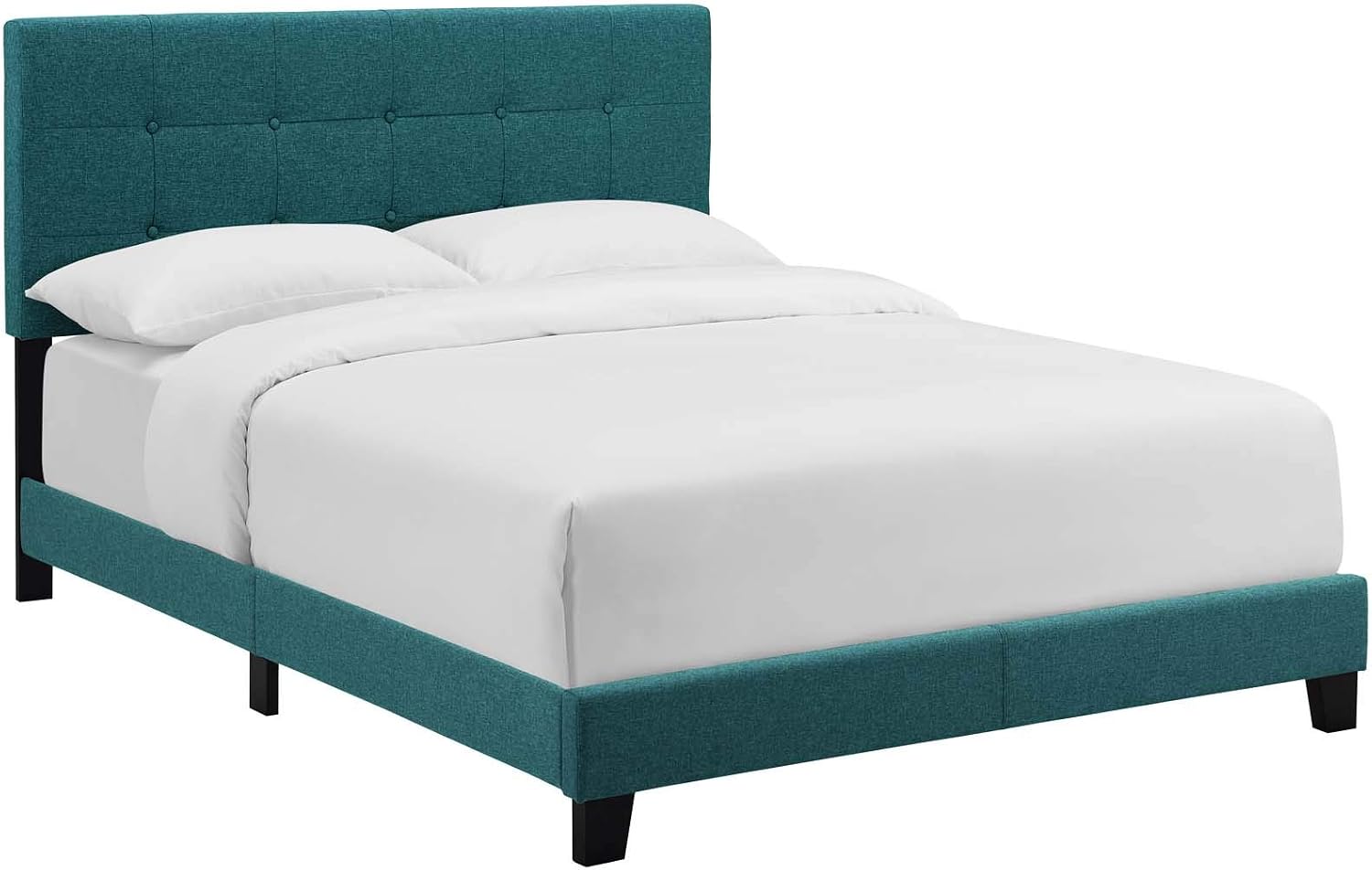 Modway Amira Tufted Fabric Upholstered Full Bed Frame With Headboard In Teal
