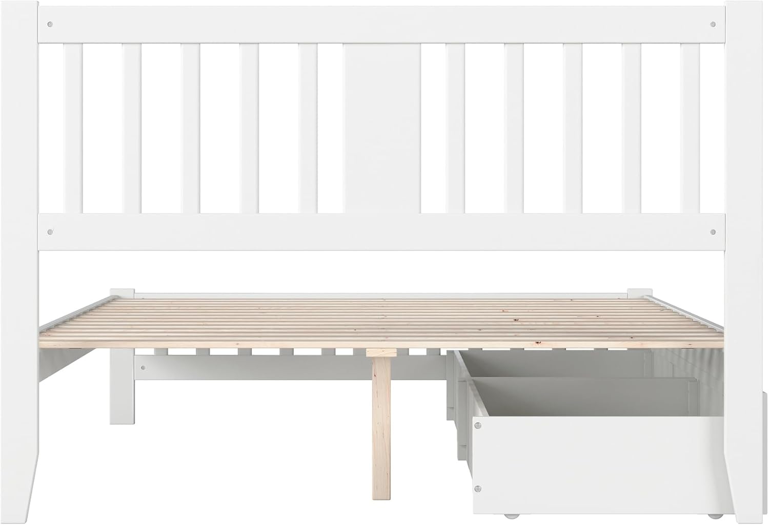 AFI, Tahoe Queen Platform Bed with Matching Footboard & Set of 2 Under-Bed Storage Drawers, White