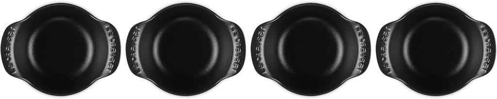 Le Creuset Enameled Cast Iron Gourmand Collection Set of 4 Mini Round Cocotte, .3 qt., Matte Black