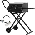 Portable Propane Griddle Grill with Hood, Side Shelf, & Adjustable Heat Zones - Folding Gas Grill for Outdoor Cooking Patio Backyard Camping RV Tailgating