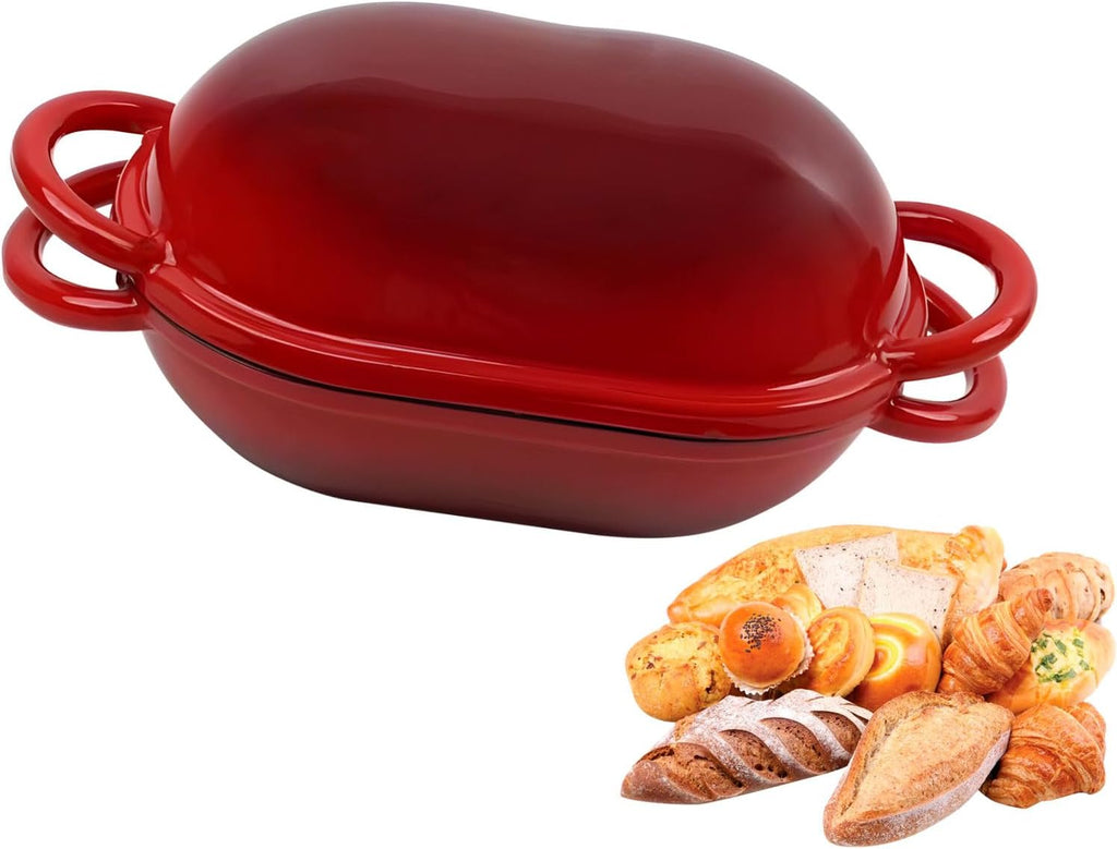 Round Cast Iron Bread Pan With Lid For Sourdough Baking Slow Roasting Enameled Coated Dutch Oven For Baking Heat Retention Cast Iron Braiser