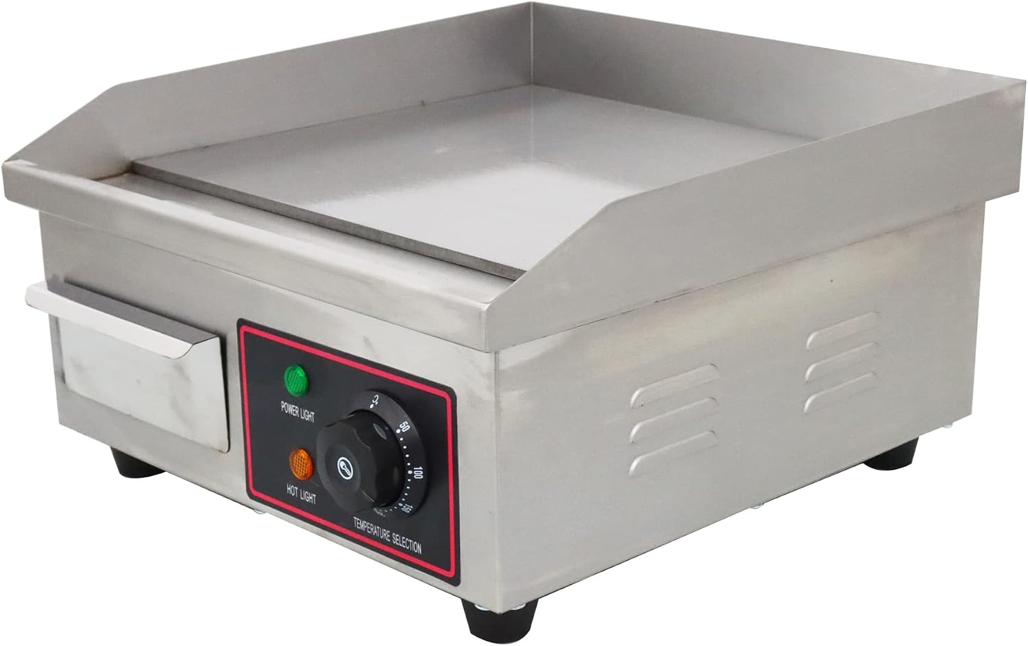 TECHTONGDA 14' Flat Top Electric Griddle, 1500W Commercial Grade Stainless Steel Teppanyaki Grill, Adjustable 122°F-572°F Heat Control, Hot Plate BBQ, Countertop Griddle for Kitchen, BBQ, Restaurant
