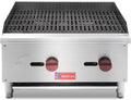 WESTLAKE 24'W Commercial Charbroiler Gas Countertop 2 Burner Natural Gas and Propane 60,000 BTU Char Broiler Stainless Steel BBQ Stove Grill for Restaurants