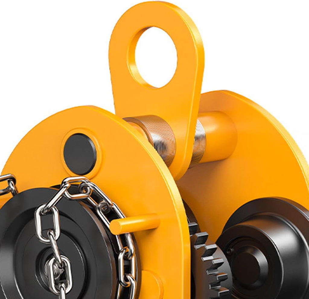 1/2-Ton Chain-driven Manual Dolly, 1100-pound Capacity Steel Push Beam Dolly, Adjustable Flange Width 2-3.9 Inches, for Garages, Warehouses, Construction Sites(3m/9.8ft)