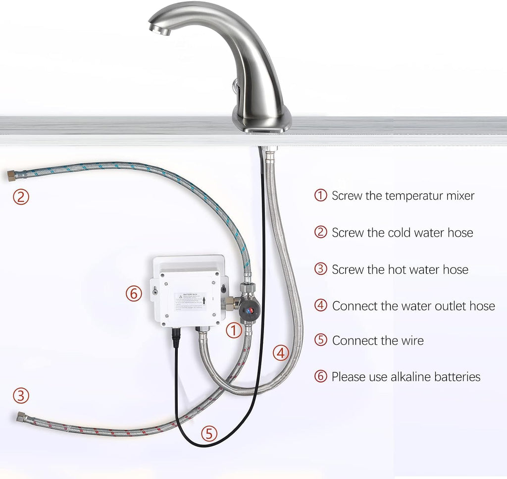 Charmingwater Touchless Bathroom Sink Faucet with Automatic Sensor, Motion Bathroom Faucet with Hole Cover Plate, Brushed Nickel