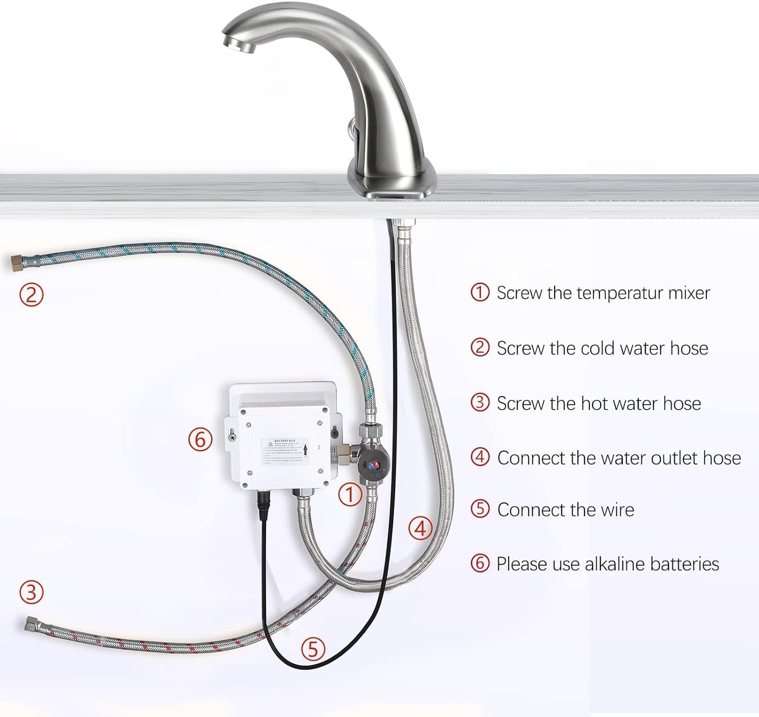 Charmingwater Touchless Bathroom Sink Faucet with Automatic Sensor, Motion Bathroom Faucet with Hole Cover Plate, Brushed Nickel