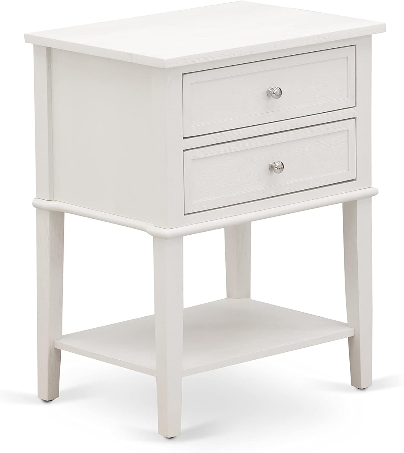 East West Furniture FN08F-1VL0C 2-Piece Platform Full Size Bed Set with 1 Full Bed and an End Table for bedroom - Reliable and Durable Construction - Mist Beige Linen Fabric