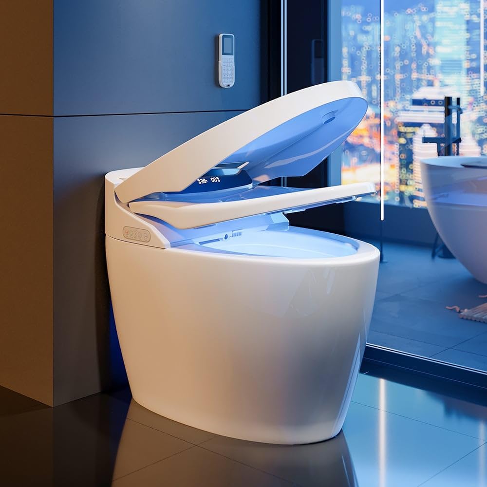 Modern Smart One-Piece 1.28 GPF Floor Mount Elongated Automatic Toilet & Bidet with Seat
