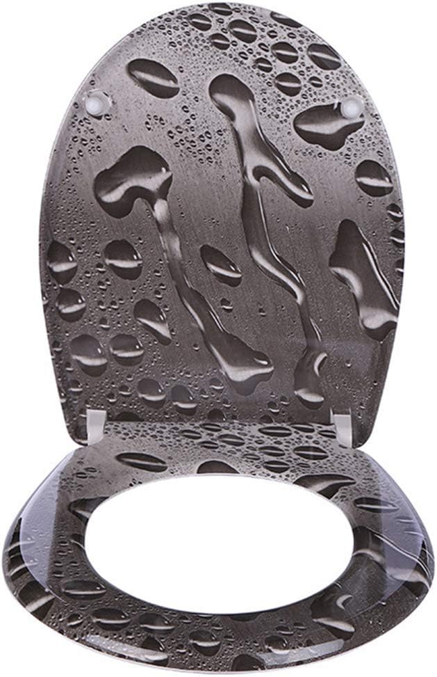 Soft Toilet Seat,Wide Choice of Beautiful Toilet Seats Easy Cleaningtoilet Lid Fit All Standard Round Toilet No Slam (E Top)