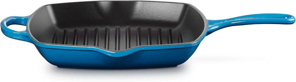 Le Creuset Enameled Cast Iron Signature Square Skillet Grill, 10.25', Marseille
