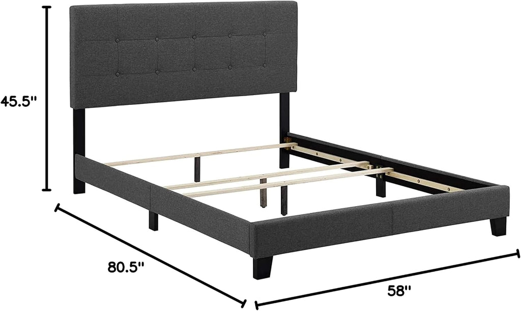 Modway Amira Tufted Fabric Upholstered Full Bed Frame With Headboard In Gray
