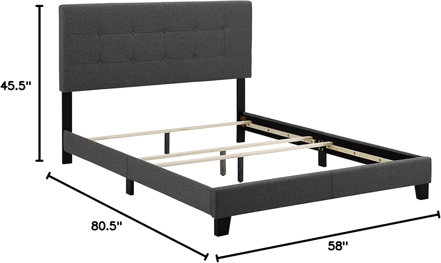 Modway Amira Tufted Fabric Upholstered Full Bed Frame With Headboard In Gray