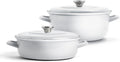 Merten & Storck 3.7QT & 5.5QT Dutch Ovens with Lids, 4 Piece Cookware Set, European Crafted Enameled Iron Stockpot, Induction & All Cooktops, Braising, Stews, Roasting, Slow Cooking, Sourdough, Gray