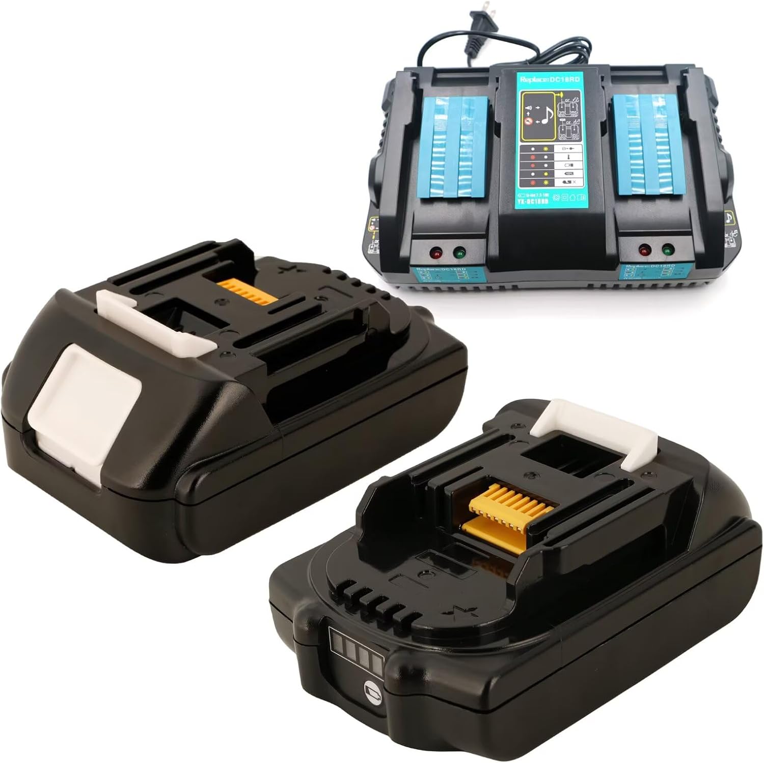 3.0Ah Compatible with Makita 18V Battery and Charger 08 Replacement Tools (Real Capacity Label) BDF452 BL1815N BL1820B BL1830B BL1840B BL1850B BL1860B Drill Battery