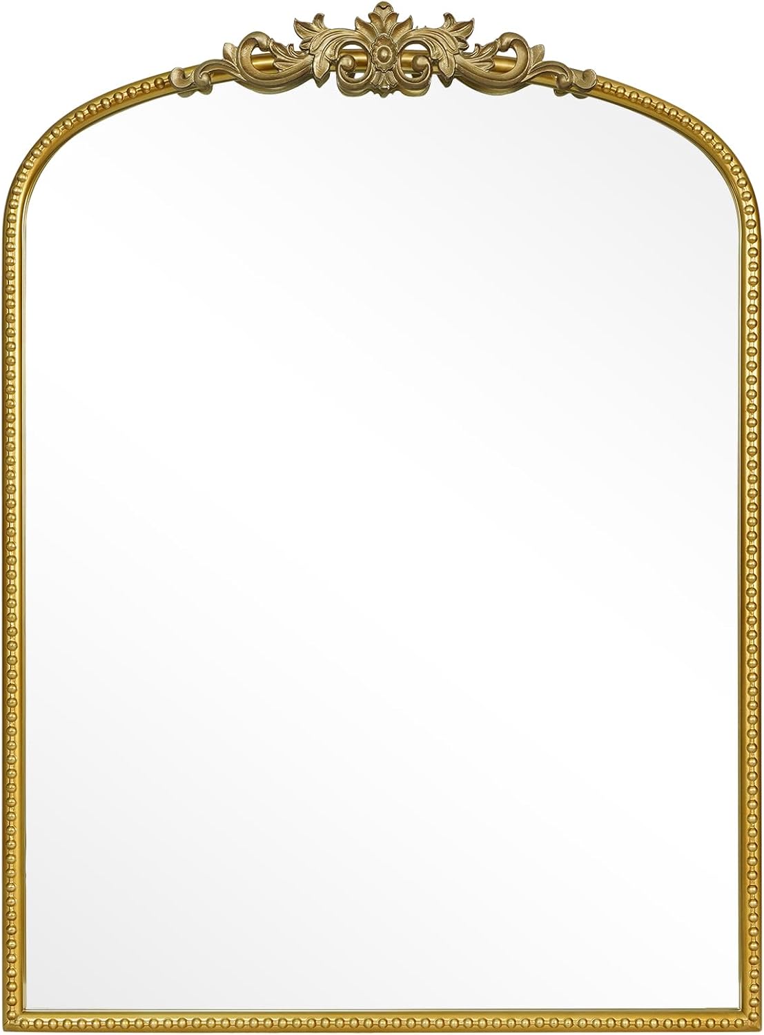 WallBeyond Gold Vintage Mirror for Vanity 24x32 Inch, Gold Antique Mirror with Ornate Frame, Arched Vintage Wall for Bathroom, Living Room, Fireplace, Entryway