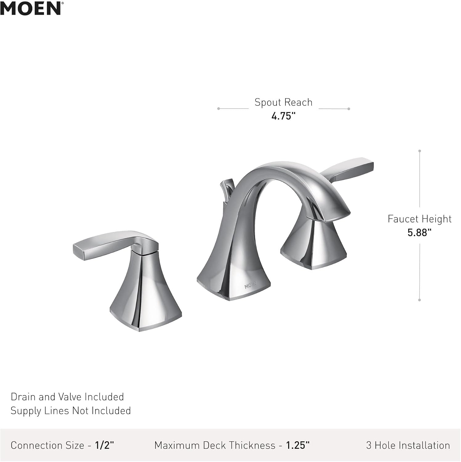 Moen Voss Brushed Gold Contemporary Two-Handle Widespread Bathroom Sink Faucet Trim Kit, Valve Included, TV6905BG