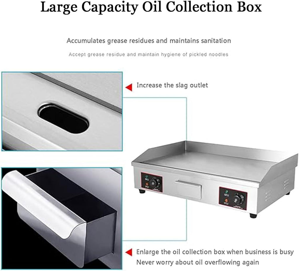 4400WCommercial Electric Griddle Flat Top Grill HotPlate Kitchen Grill CounterTop Stainless Steel Thermostatic Control 122-572℉