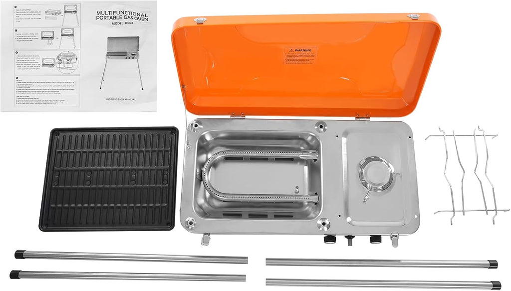 Portable Gas Grill 2-in-1 Small Propane Grill and Griddle Combo 5,860 BTU Burner Camping Grill Propane Portable Gas Grills for Outdoor Cooking, Camping, BBQ, Tailgating