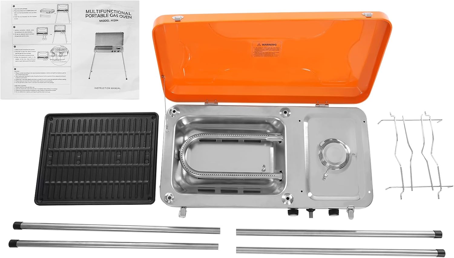 Portable Gas Grill 2-in-1 Small Propane Grill and Griddle Combo 5,860 BTU Burner Camping Grill Propane Portable Gas Grills for Outdoor Cooking, Camping, BBQ, Tailgating