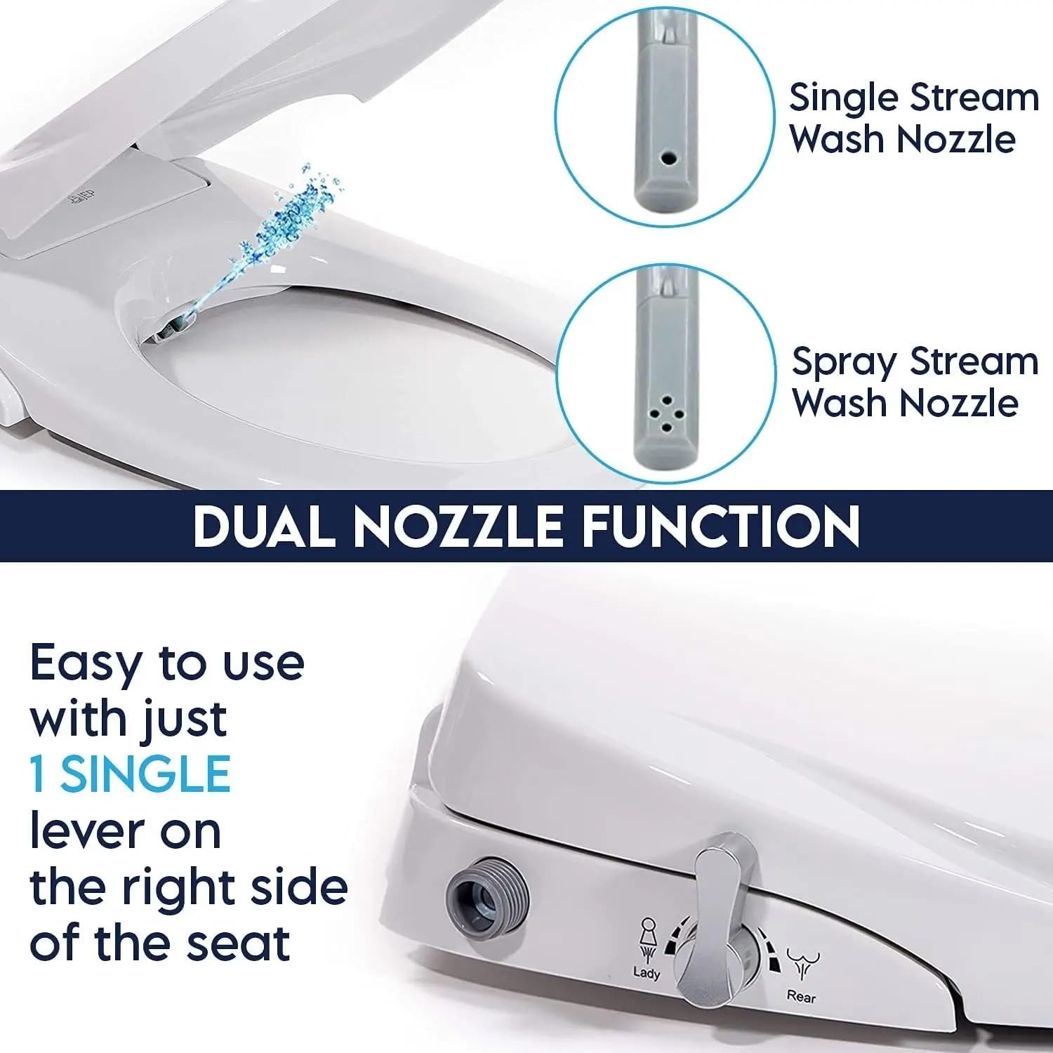 Intelligent Flushing Toilet Cover Female Washing Buttocks Seat Non-electrical Cleaning Stool Lid with Bidet(V-shape)