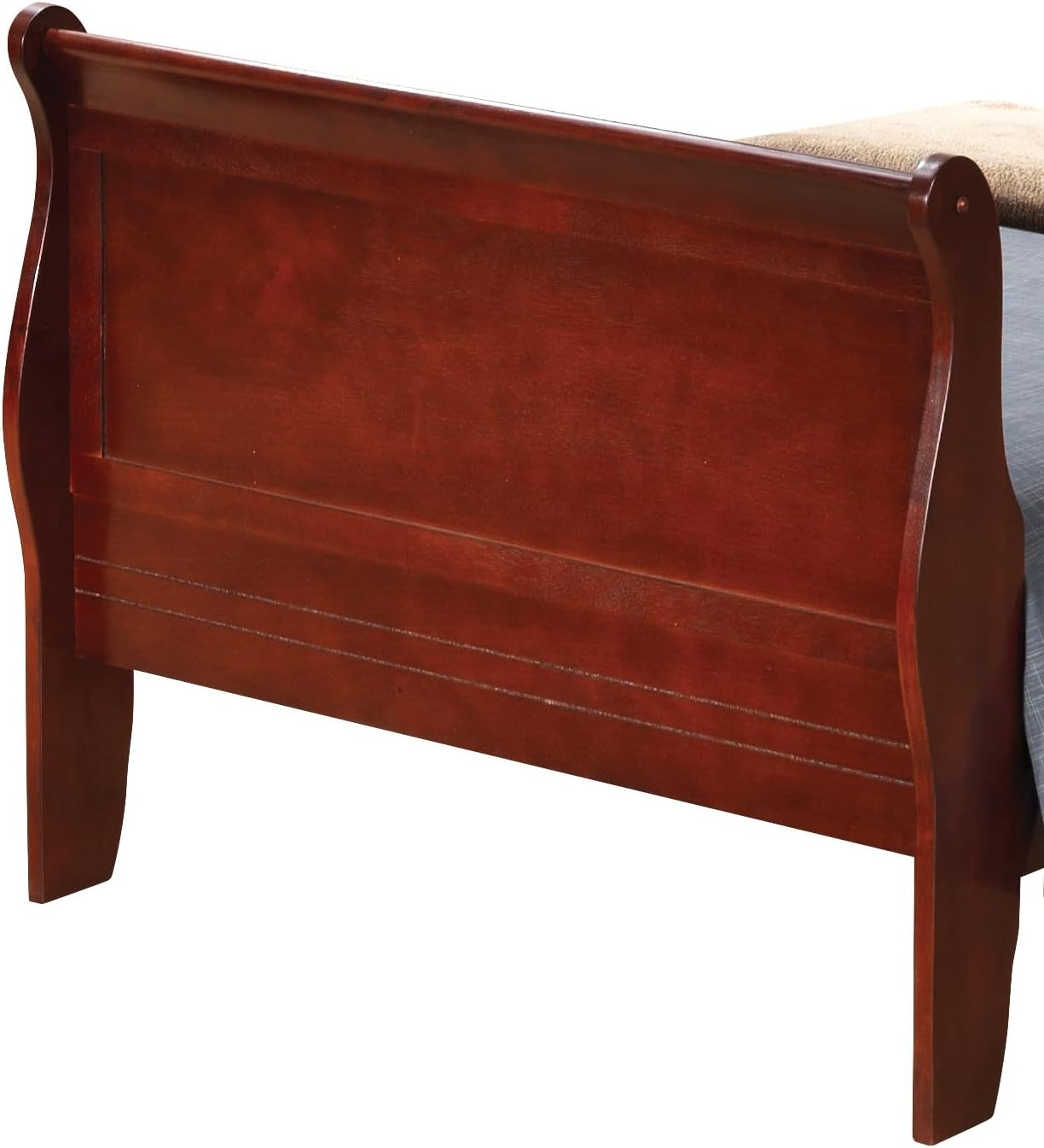 GDFStudio Twin Size Wood Platform Bed Frame, Classic Sleigh Design with Curved Trim & Wood Posts,Easy Assembly, Box Spring Required,Timeless Elegant Bedroom Furniture,Cherry