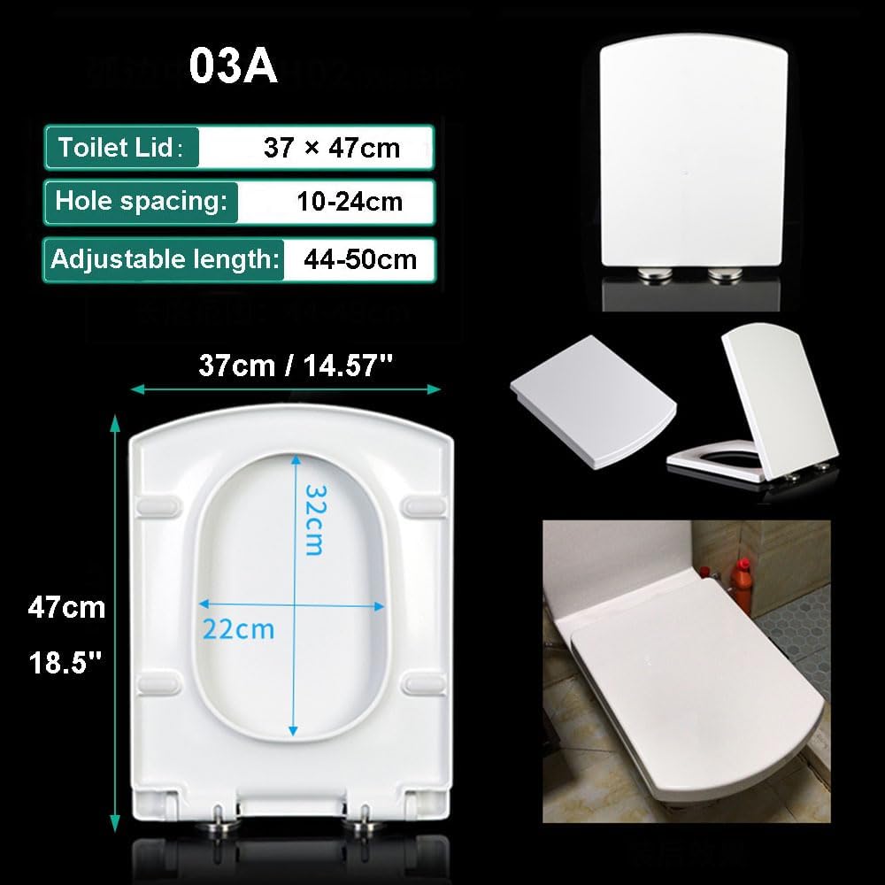Soft Close Toilet Seat with Quick Release Hinge - White PP Material Rounded Design Easy Clean Top Fixing