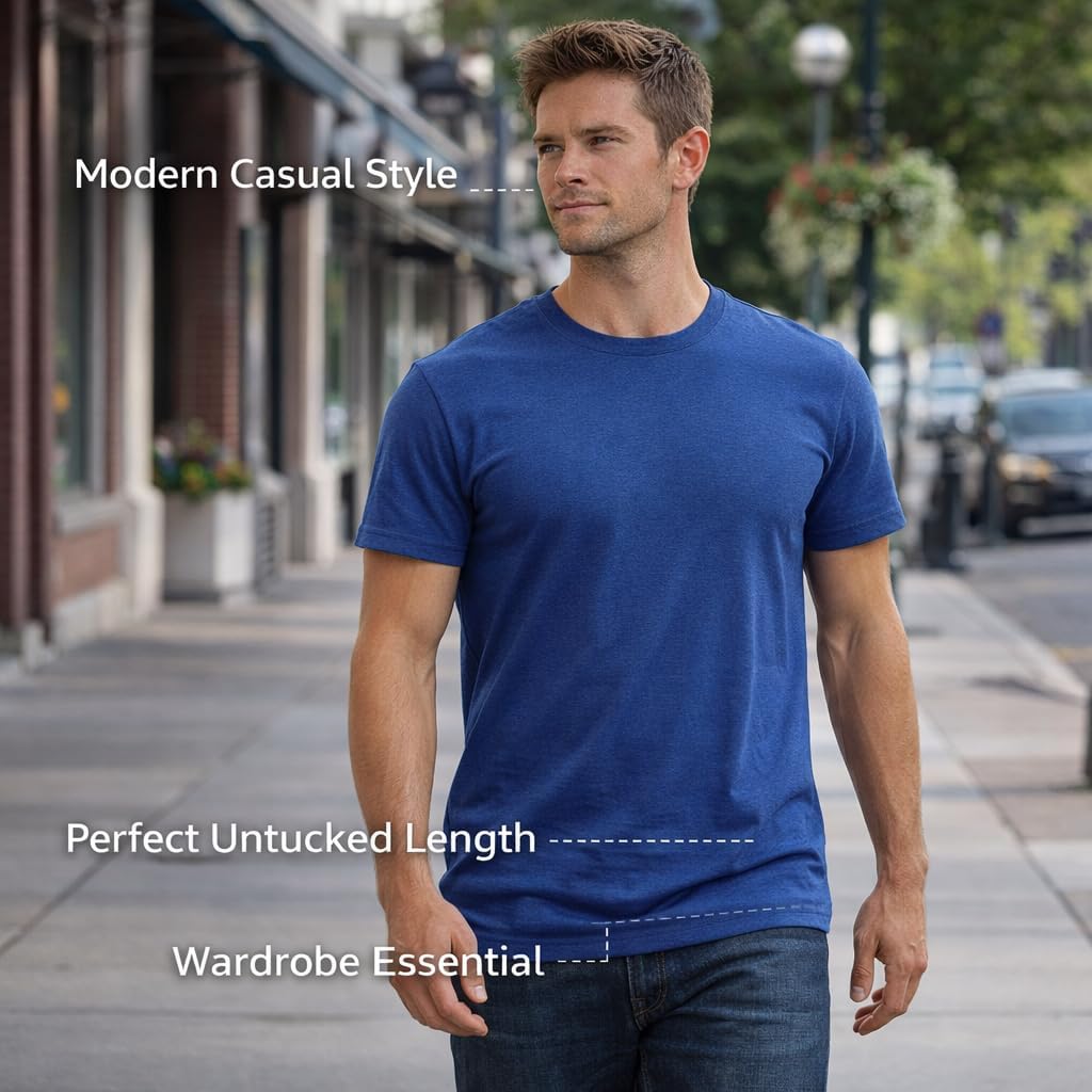 SOCKS'NBULK Men's Cotton Crew Neck Regular T-Shirts Bulk Short Sleeve Lightweight Tees Mix Colors
