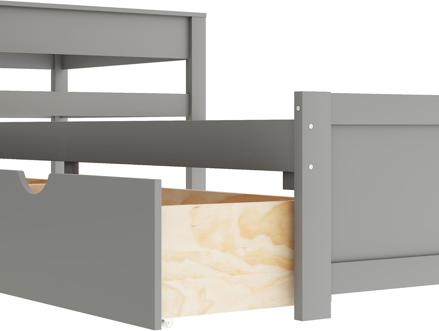 Merax Storage Daybed with Trundle, Twin Size L-Shaped Platform Bed with Convertible Trundle, Two Drawers and Built-in Desk for Living Room, Bedroom, Guest Room, No Box Spring Needed (Grey)