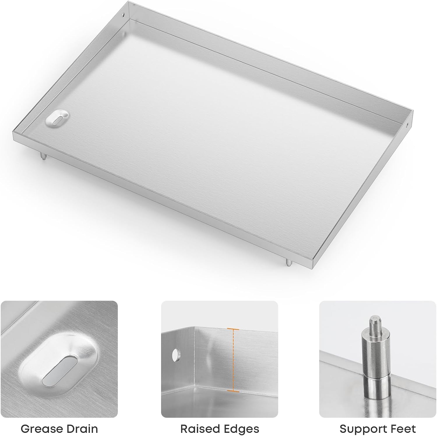 Stanbroil Flat Top Griddle for Weber 28' 3 Burner Gas Griddle 43310201/1501005, Stainless Steel