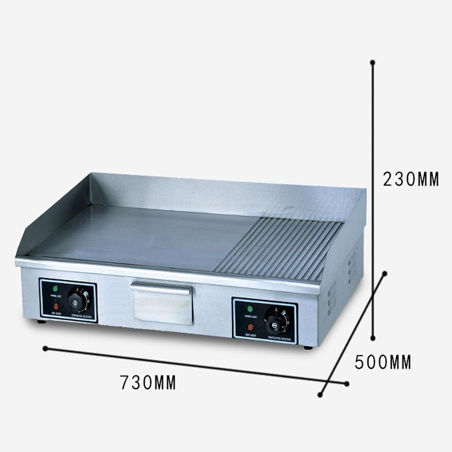 Electric Countertop Griddle 28' Commercial Flat Top Grill Countertop Griddle Thermostatic Control Hot Plate Non-Stick Stainless Steel Teppanyaki Grill for Restaurant,