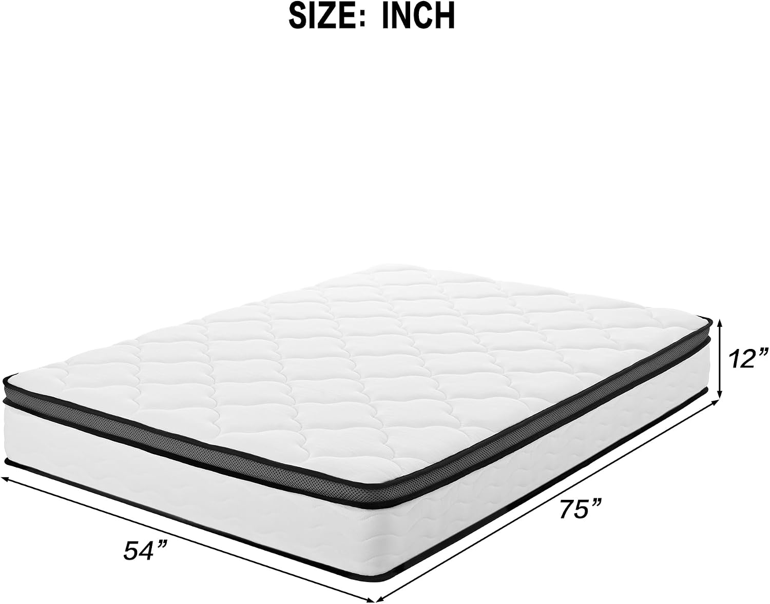 Dolonm Full Size Bamboo Bed Frame with 12' Mattress-Medium Hybrid Firm, Bed Frame and Mattress Set, Bamboo Mattress Topper, Pressure Relief, Motion Isolation（Walnut