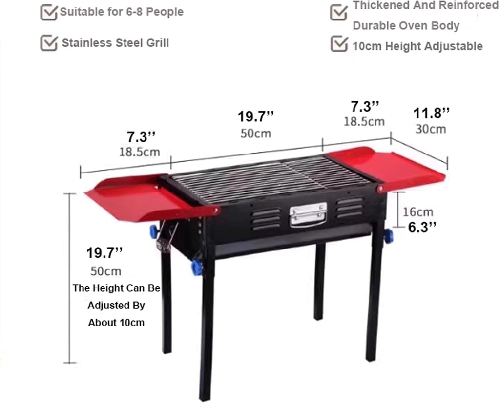 Portable Barbecue Grill with Side Table Outdoor Folding BBQ Grill and Griddle Combo Stainless Steel Charcoal Grill for Camping Picnic Patio