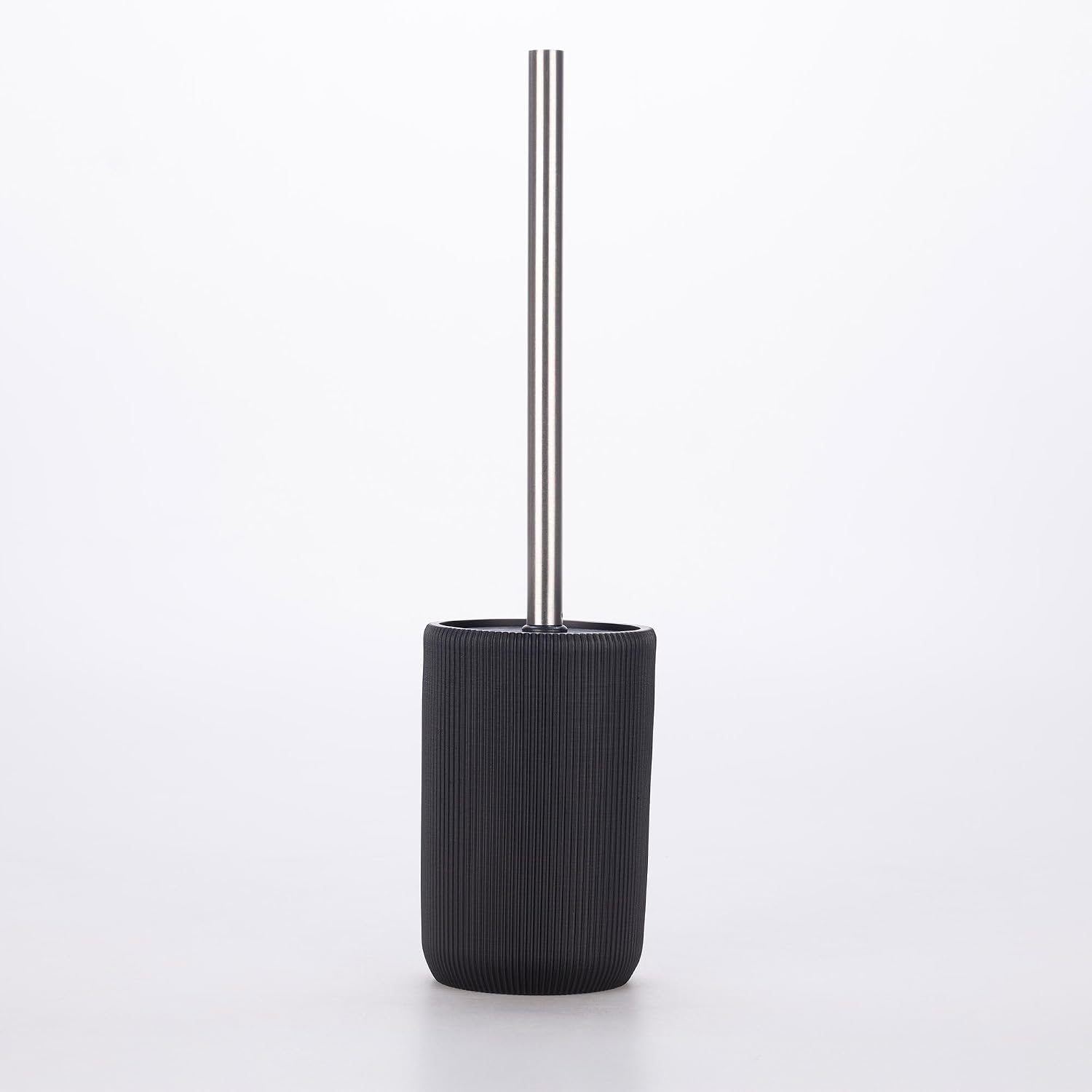 Lydia Collection 5-Piece Resin Bathroom Accessories Set – Toilet Brush Holder, Waste Bin, Soap Dispenser, Tray & Toothbrush Holder (Black)