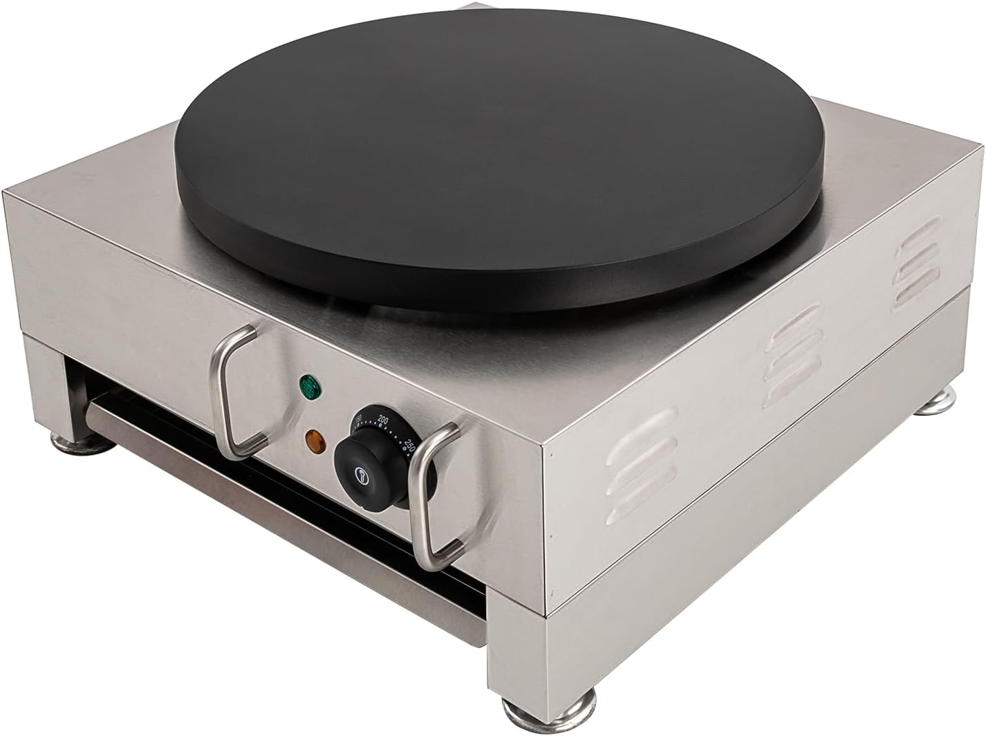 16 Inch Commercial Crepe Maker 2200W Electric Pancake Maker with Nonstick Round Crepe Hotplate Griddle Machine Adjustable Temperature for Blintzes, Eggs, Tortilla