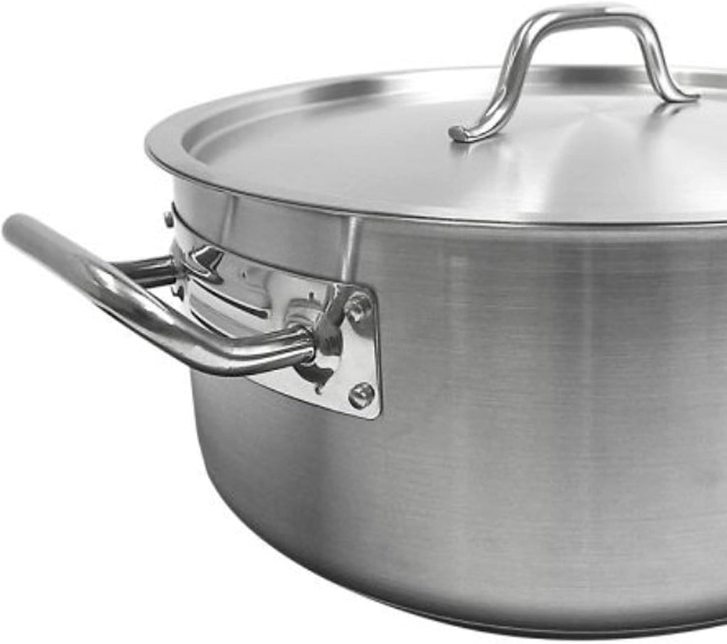 TrueCraftware- 15 Quart Stainless Steel Braiser Pot with Encapsulated Base and Cover- Heavy-Duty Brazier Pot Cookware Braiser for Soup Meat Bread Baking Dishwasher Safe and Oven Safe NSF Certified