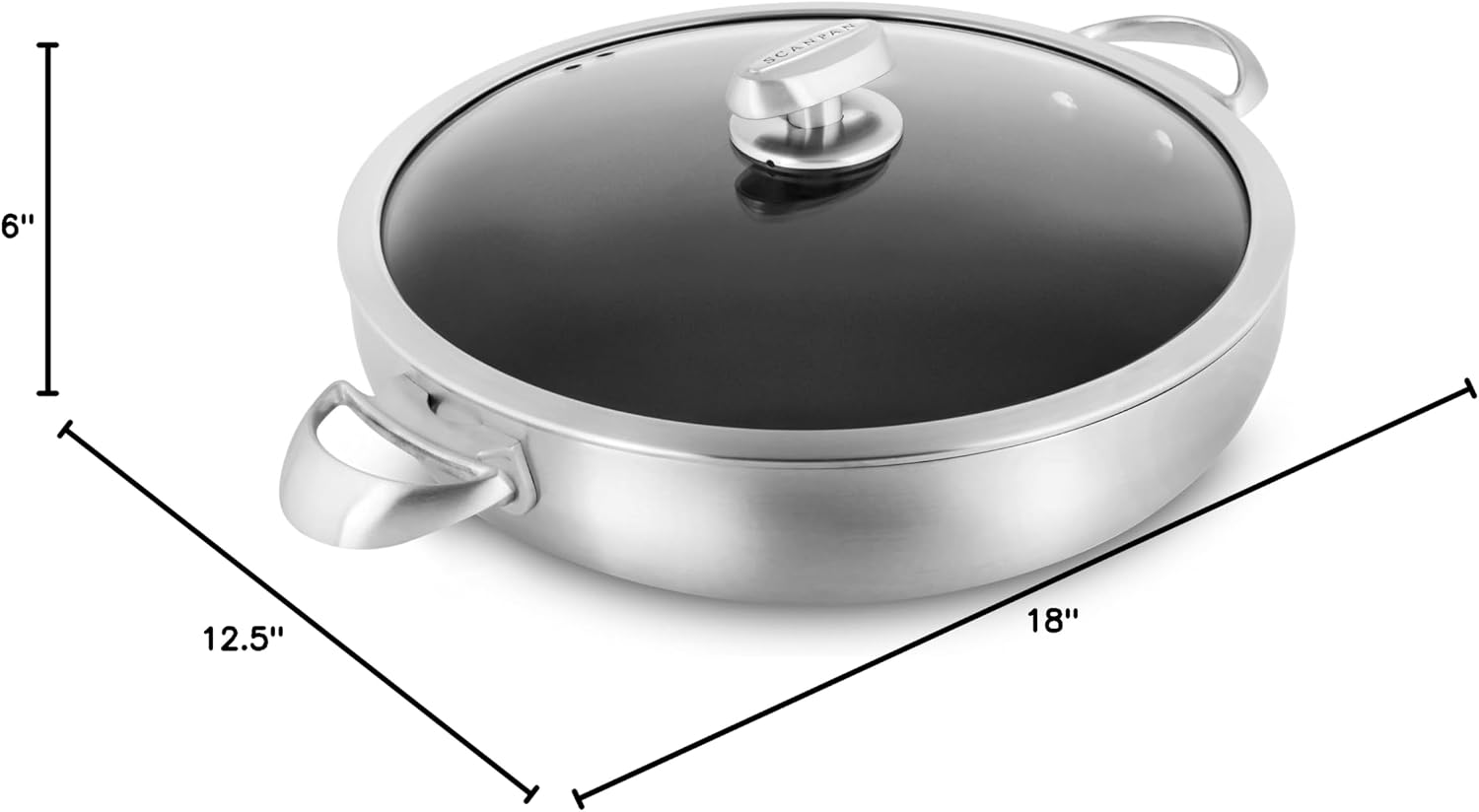 Scanpan CX+ 12.5' Braiser - 5.5-quart - Stratanium Plus Nonstick Chef's Pan - 5-ply Stainless Steel