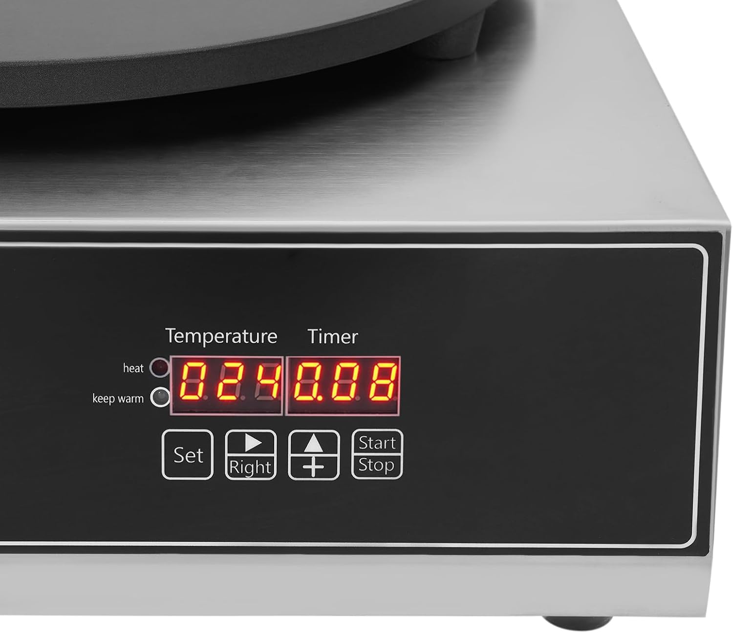 1650W Electric Crepe Maker, 15.74Inch Pancake Making Machine wiith Digital Display, Stainless Steel Non-Stick Round Crepe Griddle with Temp Control