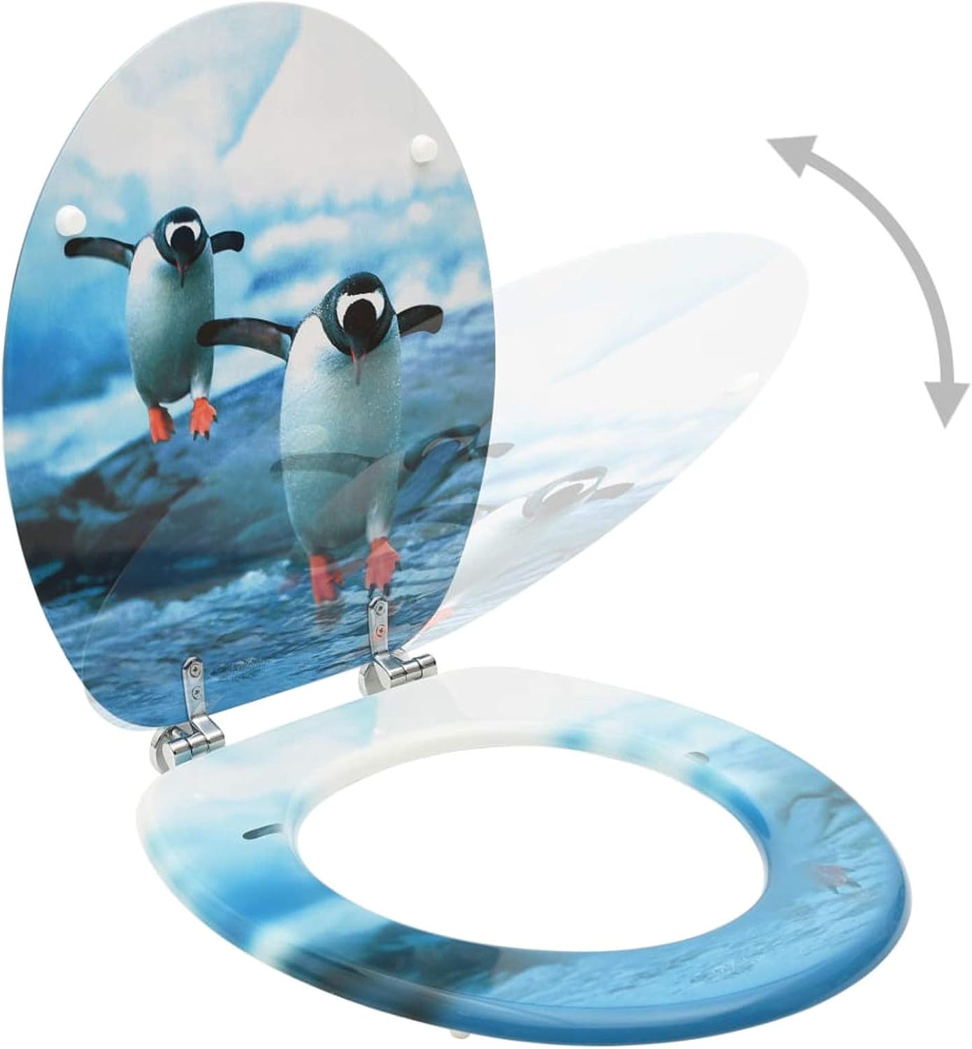 WC Toilet Seats with Lid 2 pcs MDF Penguin Design Toilet & Bidet Seats