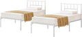 VECELO Twin Metal Platform Bed Frame with Headboard, Heavy Duty Steel Slats, No Box Spring Needed,Easy Assembly, Modern Minimalist Design, 2 PCS