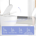 Smart Toilet Integrated Bidet, Ceramic with Polypropylene Seat, White+Gray, 15.94x25.12x17.91 Inches, 97 Pounds, Floor Mounted, Oval