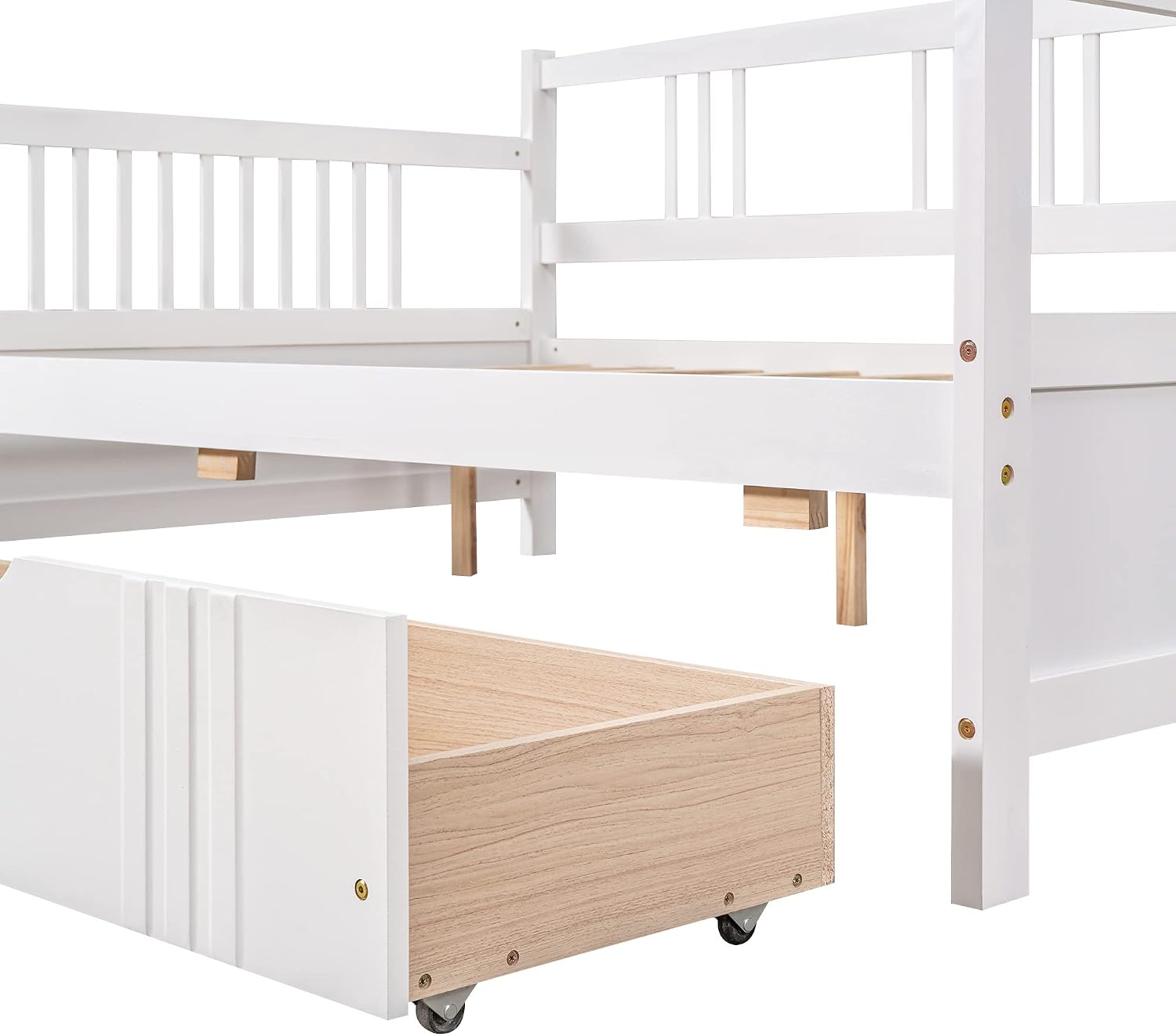Merax Daybed Twin, Twin Daybed Wooden Slats Support Modern Living Daybed with Rails, No Box Spring Needed (White)
