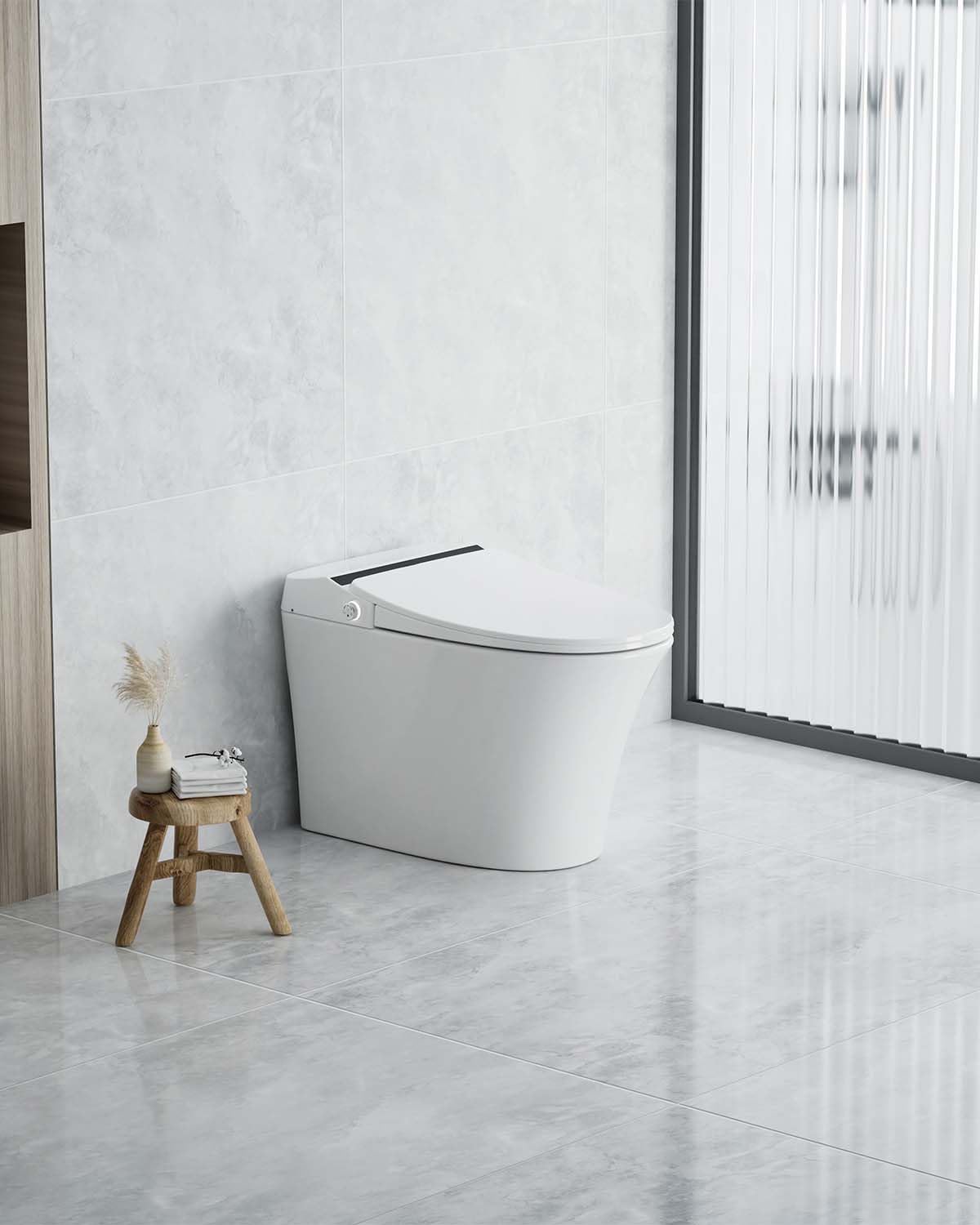 Vanity Art Smart Toilet with Bidet, 1-Piece Toilet with Heated Seat, 1.28 GPF Elongated toilet in White w/Auto Flush, Seating Sensor, Foot Induction Flush VAST68A1