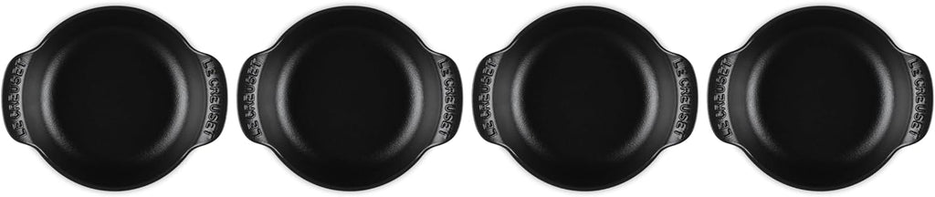 Le Creuset Enameled Cast Iron Gourmand Collection Set of 4 Mini Round Braiser, .3 qt., Matte Black w/Stainless Steel Knob