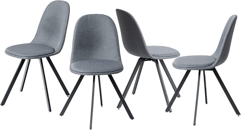 Homy Casa Swivel Dining Chairs Set of 4, 360° Rotating Side Chairs, Mid Century Modern Style Chairs Accent Chairs with Metal Frame for Kitchen, Dining Living Dressing Room, Bedroom, Grey