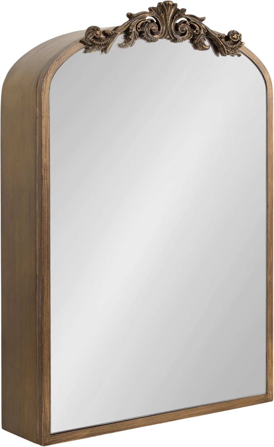 Kate and Laurel Arendahl Vintage Arched Jewelry Cabinet with MIrror, 20 x 6 x 30, Gold, Mirrored Arch Wall Cabinet for Bathroom Storage or Bedroom Jewelry Station with Soft-Close Hinges