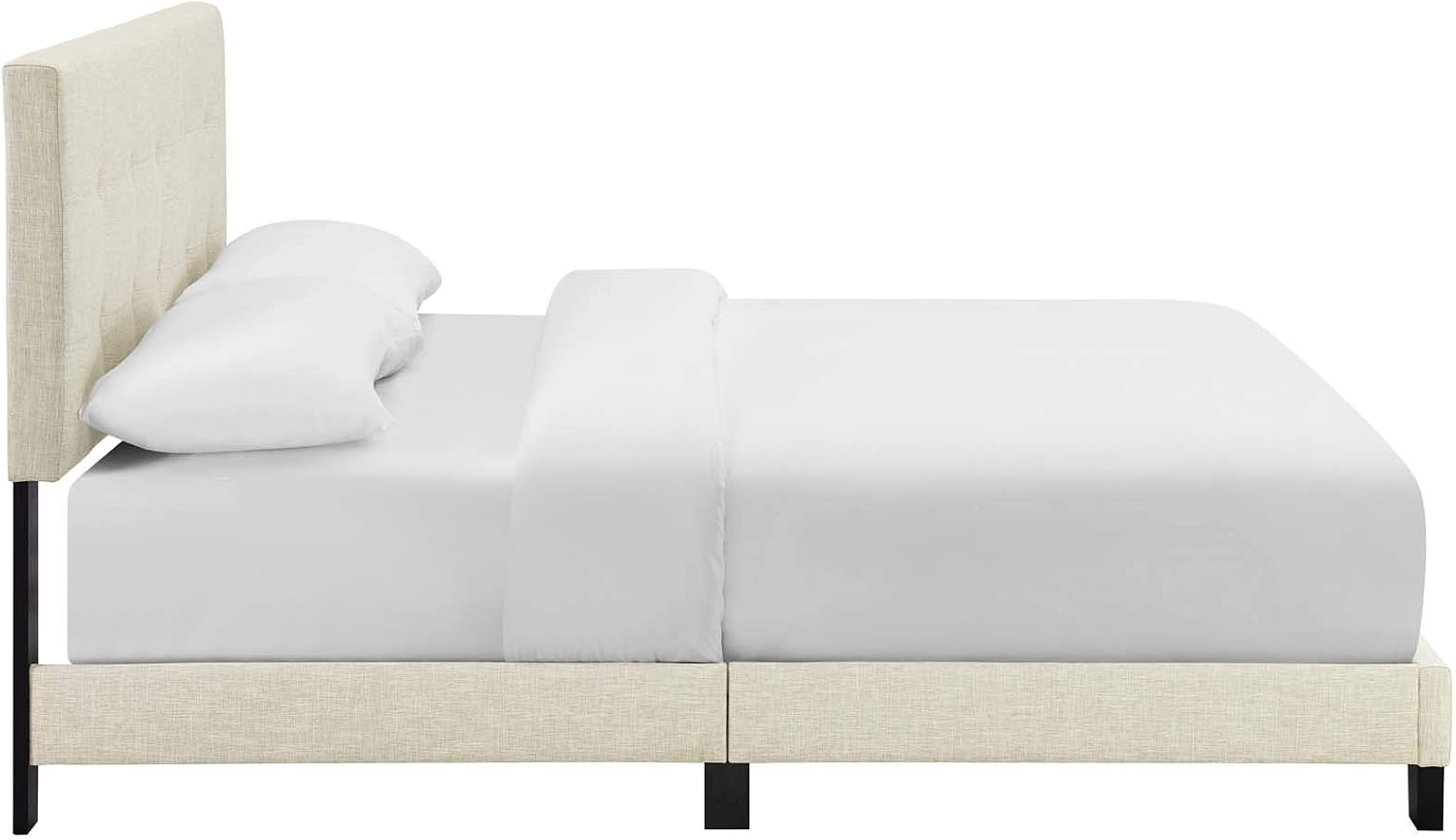 Modway MOD-6000-BEI Amira Tufted Fabric Upholstered Full Bed Frame With Headboard In Beige