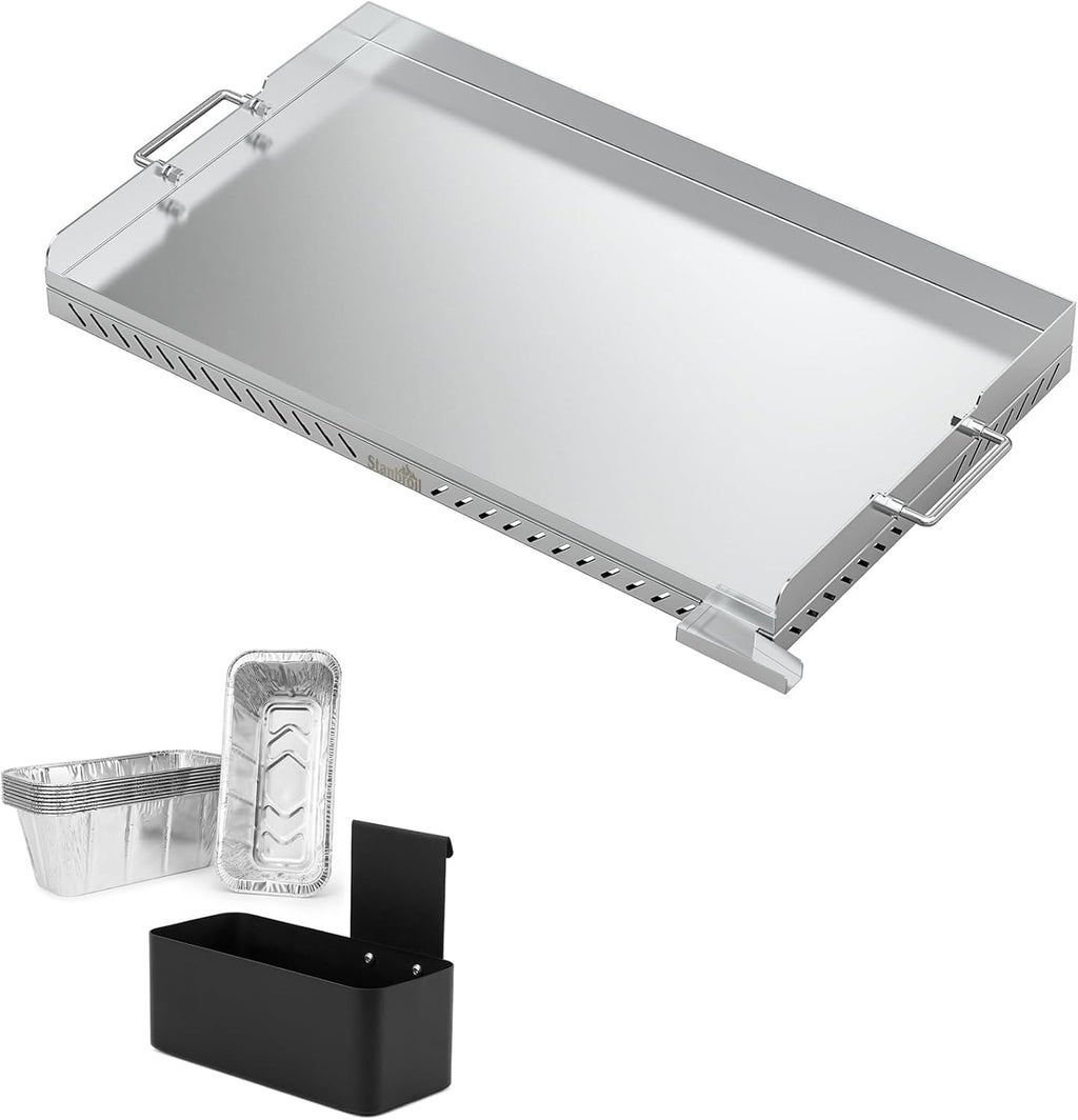 Stanbroil Stainless Steel Griddle Replacement Top and Grease Cup Combo for Blackstone 28' 2-Burner Gas Grill with Front Grease System